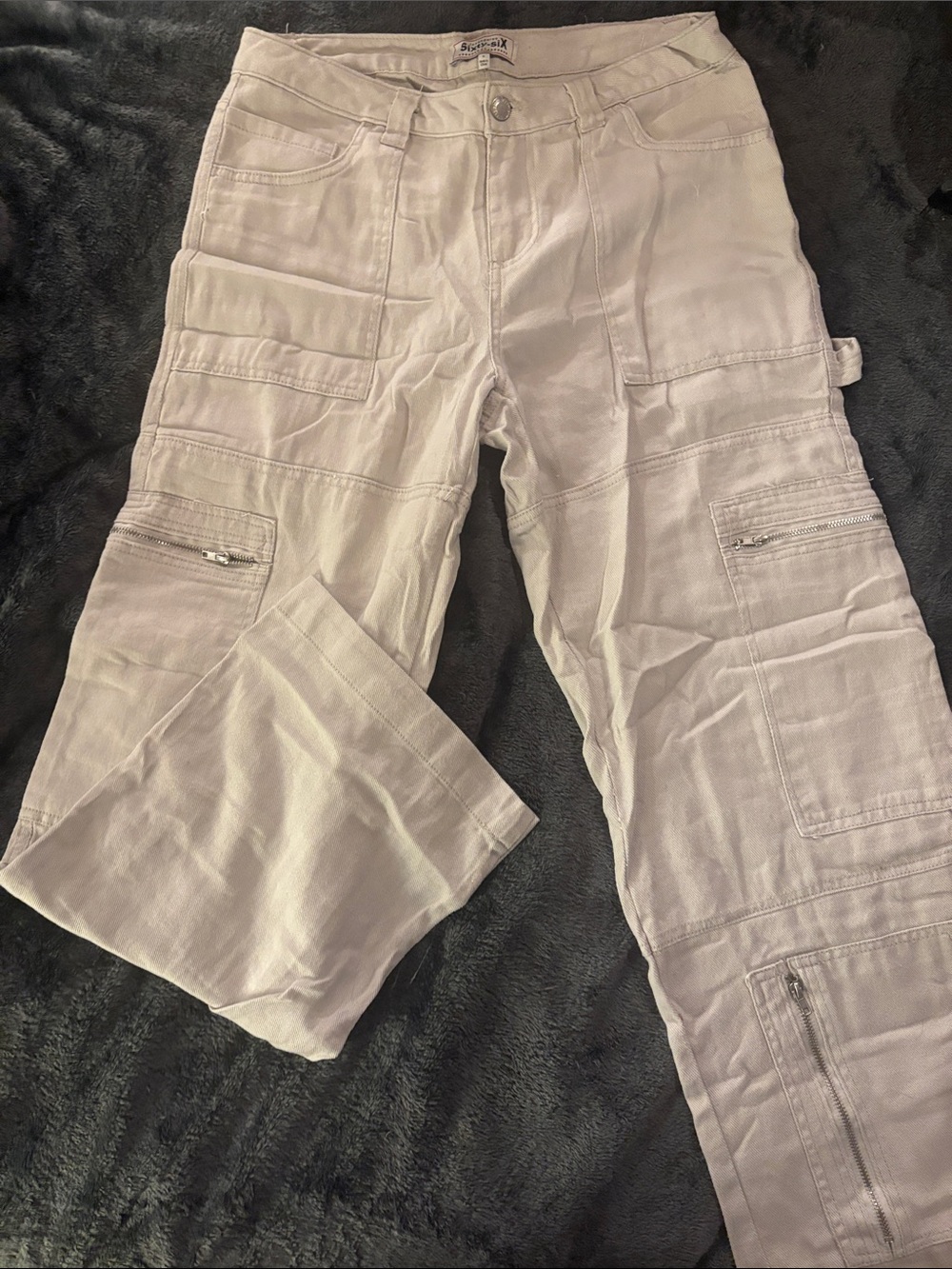 Light Cream Cargo Pants with Utility Pockets